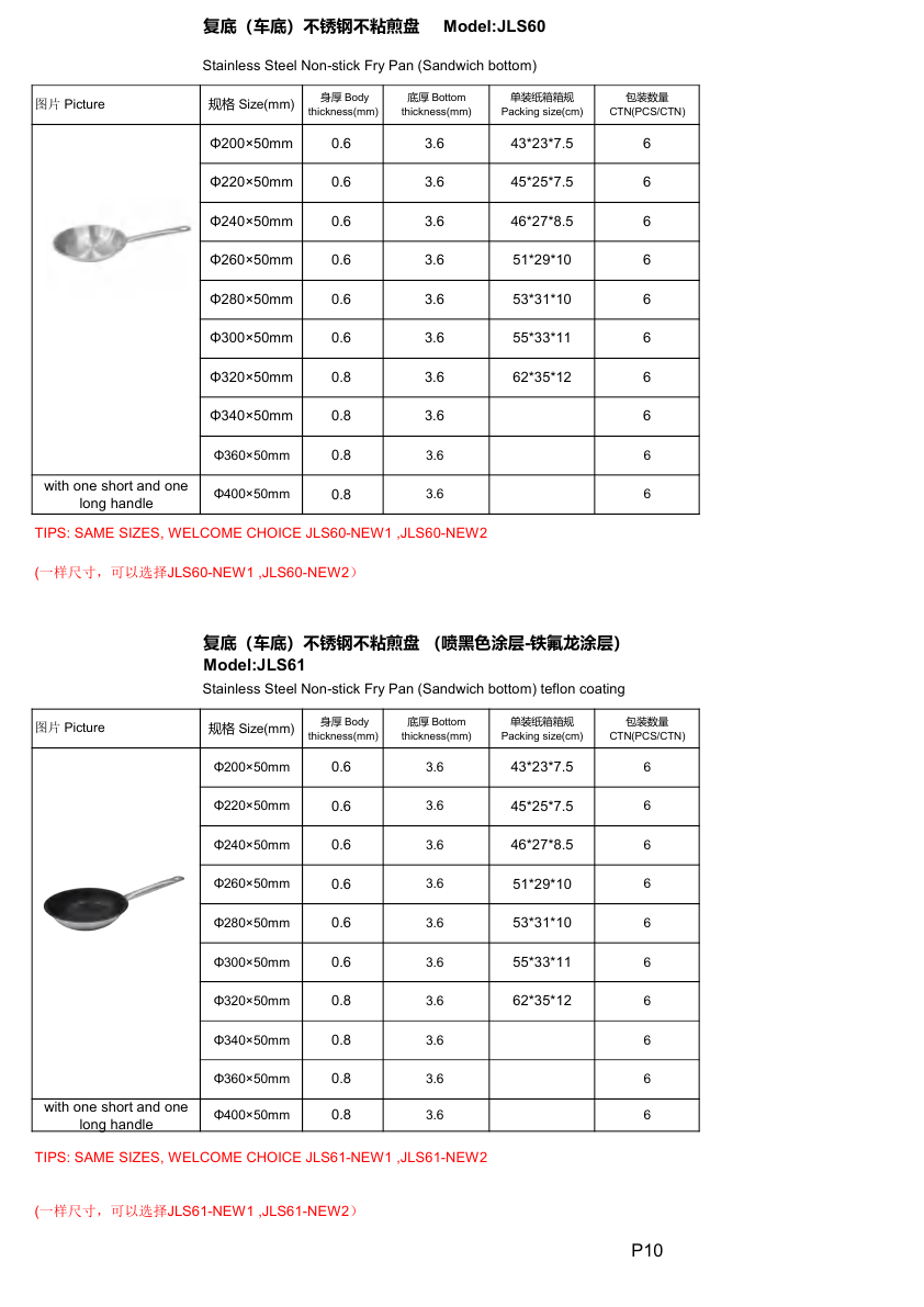 JLS60 Stainless Steel Non-stick Fry Pan